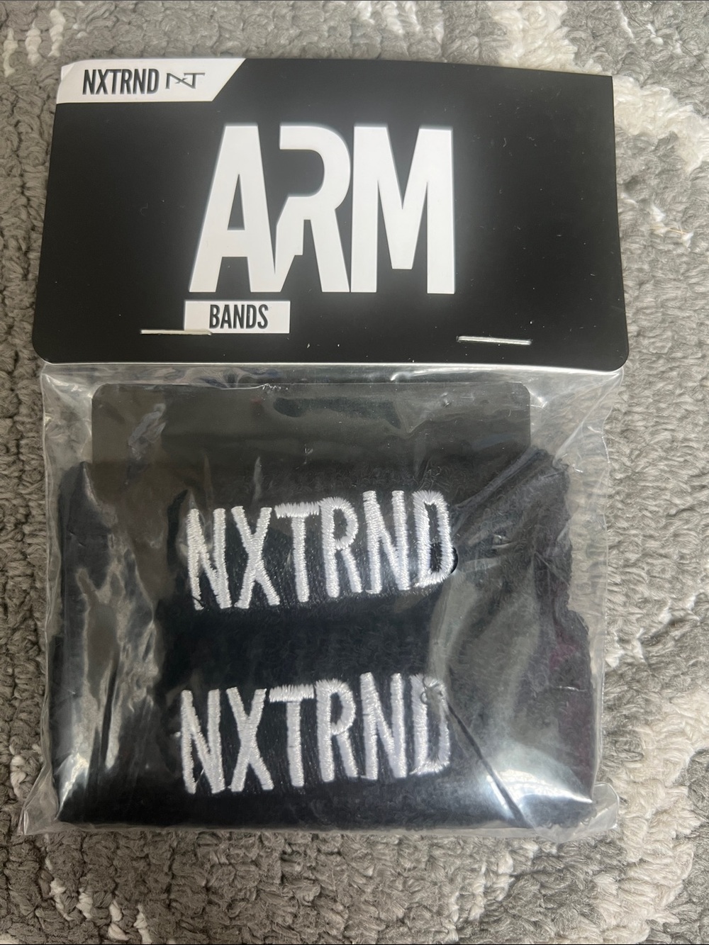 Kids Black Arm Bands with White Logo Embroidery